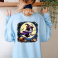 Cute Boston Terrier Halloween Costume Dog Lover Women Girls Women's Sweatshirt Back Print Light Blue