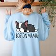 Cute Boston Terrier Boston Mama Women's Sweatshirt Back Print Light Blue