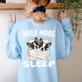 Cute Boston Terrier Need More Sleep Pajamas Nightgown Women's Sweatshirt Back Print Light Blue