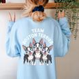 Cute Cartoon For Dog Owners Pet Team Boston Terrier Women's Sweatshirt Back Print Light Blue