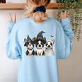 Cute Halloween Boston Terrier Dogs Witch Hat Ghost Dog For Men Women Kids Women's Sweatshirt Back Print Light Blue
