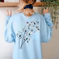 Dandelion Boston Terrier Flower Floral Bostie Tree Women's Sweatshirt Back Print Light Blue