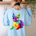Dog Lover Boston Terrier Dog Colorful Boston Terrier Men Women Kids Women's Sweatshirt Back Print Light Blue