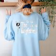 The Dogfather Boston Terrier Dog Dad Tshirt Idea Women's Sweatshirt Back Print Light Blue