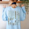 Frenchton Dad French Bulldog Boston Terrier Camo USA Flag Women's Sweatshirt Back Print Light Blue