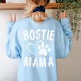 Fun Bostie Mama Dog Lover Apparel Boston Terrier Mom Women's Sweatshirt Back Print Light Blue