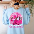 Ghost And Witch Boston Terrier Dog In October We Wear Pink Women's Sweatshirt Back Print Light Blue