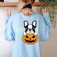 The Halloween Boston Terrier Women's Sweatshirt Back Print Light Blue