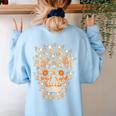 Halloween Costume Skull Boston Terrier Dog Lover For Men Women Kids Women's Sweatshirt Back Print Light Blue