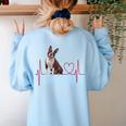 Heartbeat Boston Terrier Dog Women's Sweatshirt Back Print Light Blue