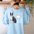 Just A Girl Who Loves Her Boston Terrier Puppy Love Women's Sweatshirt Back Print Light Blue