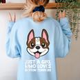 Just a Girl Who Loves Boston Terriers Women's Sweatshirt Back Print Light Blue