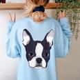 Kids Boston Terrier Dog For Women And Girls Women's Sweatshirt Back Print Light Blue