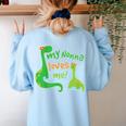 Kids My Nonna Loves Me Dinosaur Grandson Women's Sweatshirt Back Print Light Blue