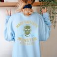 Mary Shelley's Monster Fan Club Gothic Horror Parody Women's Sweatshirt Back Print Light Blue