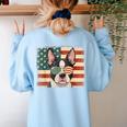 Patriotic Boston Terrier Dog Lover USA Flag 4th Of July For Men Women Kids Women's Sweatshirt Back Print Light Blue