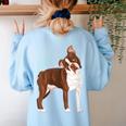 Red Boston Terrier Dog Women's Sweatshirt Back Print Light Blue