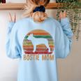 Retro Boston Terrier Mom Dog Mother Pet Bostie Mama Women's Sweatshirt Back Print Light Blue
