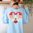Retro Heart Boston Terrier Dog Vintage Valentine Women's Sweatshirt Back Print Light Blue