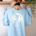 Scary Halloween Cat Costume Retro Cat Moon For Men Women Kids Women's Sweatshirt Back Print Light Blue