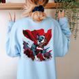 Super Power Superhero Boston Terrier Dog For Men Women Kids Women's Sweatshirt Back Print Light Blue