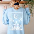 Tarot Card Vintage Crescent Moon Boston Terrier Dog Mom Women's Sweatshirt Back Print Light Blue