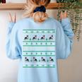Ugly Sweater Boston Terrier Dog Christmas Dog Lover Xmas Men Women Kids Women's Sweatshirt Back Print Light Blue