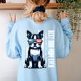 USA Flag Boston Terrier Best Dog Mom Ever 2025 Women's Sweatshirt Back Print Light Blue