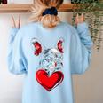 Valentine's Day Boston Terrier Dog Vector Women's Sweatshirt Back Print Light Blue