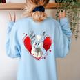 Valentine's Day Boston Terrier Dog Women's Sweatshirt Back Print Light Blue