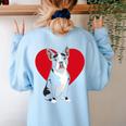 Valentine's Day Boston Terrier Lover Women's Sweatshirt Back Print Light Blue