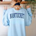 Varsity Grey Nantucket Women's Sweatshirt Back Print Light Blue