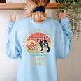 Vintage Best Boston Terrier Dad Ever Dog Father Father's Day Men Girls Kids Women's Sweatshirt Back Print Light Blue