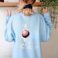 Vintage Boston Terrier Blowing Bubble Gum American Gentleman Women's Sweatshirt Back Print Light Blue