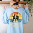 Vintage Boston Terrier Mom Dog Lovers Mother's Day Women's Sweatshirt Back Print Light Blue