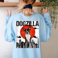 Vintage Japanese Dogzilla Boston Terrier Women's Sweatshirt Back Print Light Blue