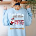 Watch Christmas Movies With My Boston Terrier Bostie Women's Sweatshirt Back Print Light Blue