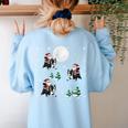 Xmas Tree Santa Riding Boston Terrier Christmas Women's Sweatshirt Back Print Light Blue