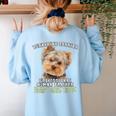 Yorkshire Terrier Yorkie Dog Professional Human Trainer Women's Sweatshirt Back Print Light Blue