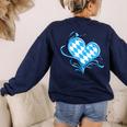 Bavarian Flag As Heart Blue Diamond Bavaria Women's Sweatshirt Back Print Navy