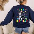 My Birthday Colorful Costume Boston Terrier Party Women's Sweatshirt Back Print Navy