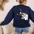 Boston Terrier Bostie Dog Kids Men Women's Sweatshirt Back Print Navy