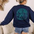 Boston Terrier Cowboy UFO Shirt Vintage Western Dog Mom Tee Women's Sweatshirt Back Print Navy