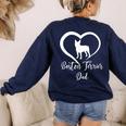 Boston Terrier Dad Cute Boston Terrier Silhouette Heart Women's Sweatshirt Back Print Navy