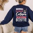 Boston Terrier Dog Bostie Halloween Costume Dog For Kids Women's Sweatshirt Back Print Navy