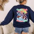 Boston Terrier Dog Christmas Snowman Winter Snow Women's Sweatshirt Back Print Navy