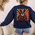 Boston Terrier Dog Japanese Art Samurai Ukiyo-e Women's Sweatshirt Back Print Navy