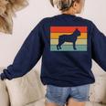 Boston Terrier Dog Lover Retro Vintage Cool For Dog Owner Women's Sweatshirt Back Print Navy