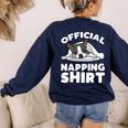 Boston Terrier Dog Official Sleeping Shirt Men Women Kids Women's Sweatshirt Back Print Navy