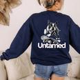 Boston Terrier Dog Untamed For Men Women Women's Sweatshirt Back Print Navy